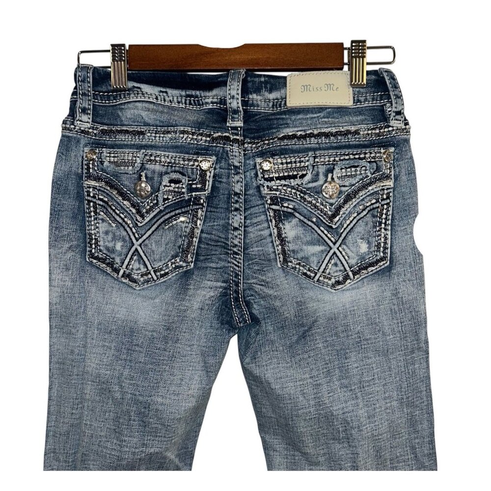Miss Me Signature Low-Rise Distressed Bootcut Retro Y2K Hipster Jeans Size 25